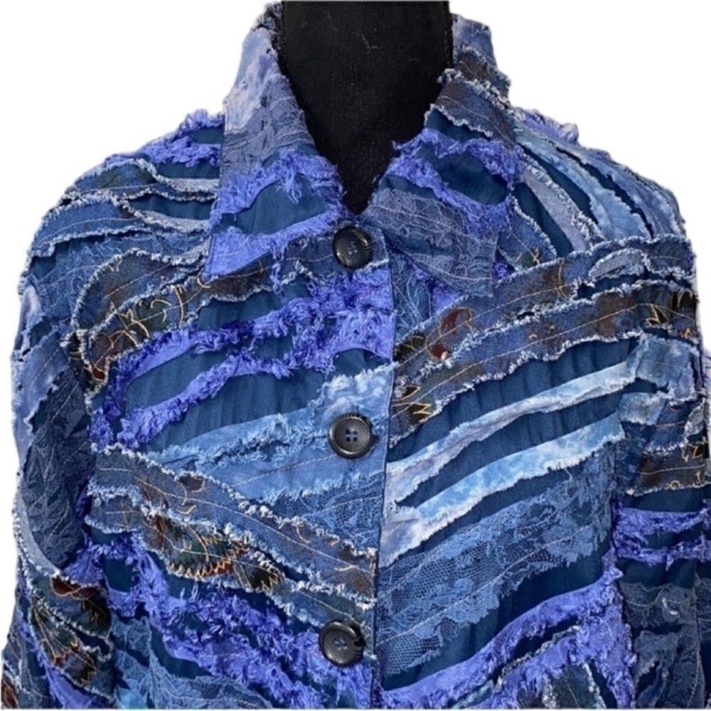 Women's PatchWork Blue Jacket - Picture 3 of 6